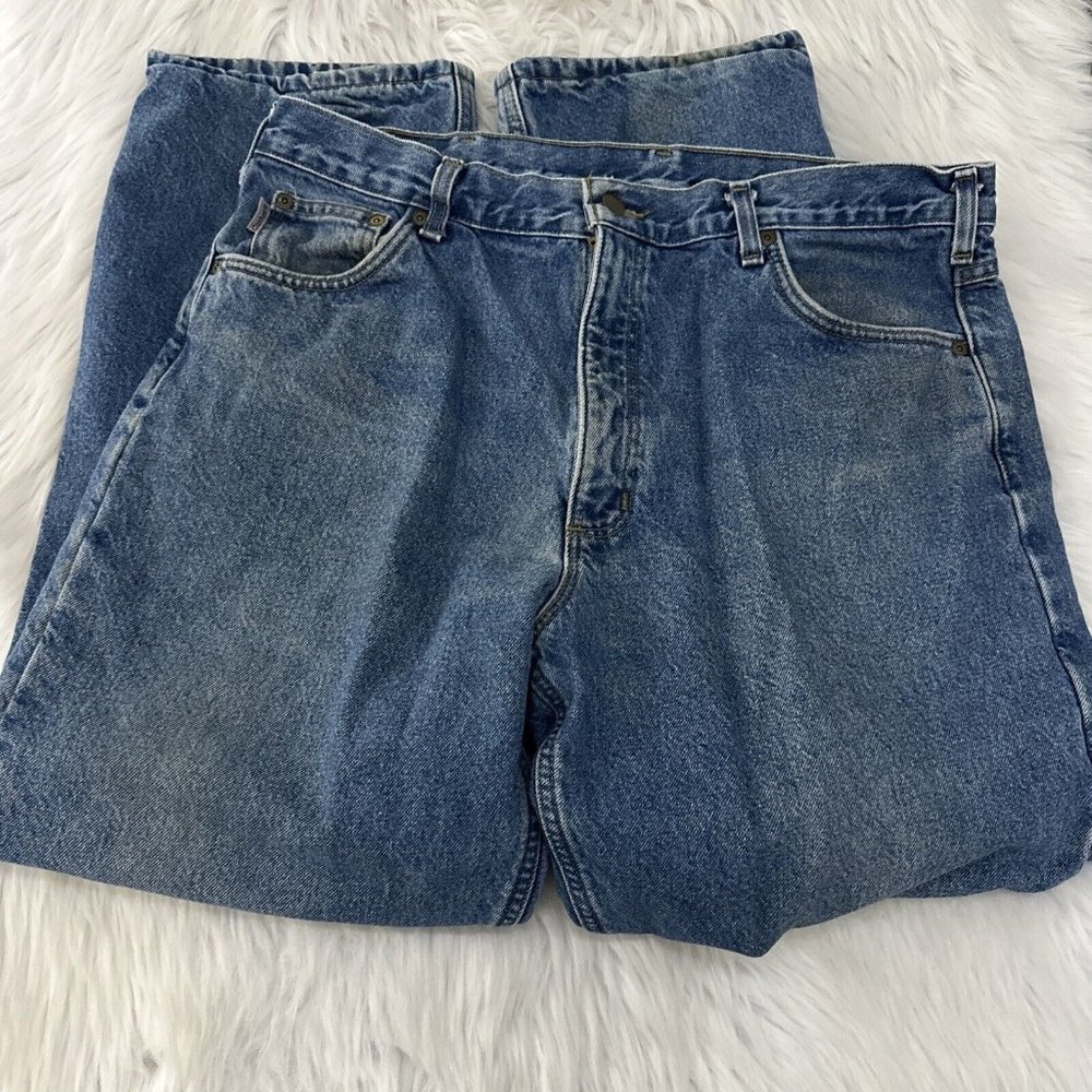 Carhartt mens relaxed fit flannel lined jeans 38x30 some signs of wear